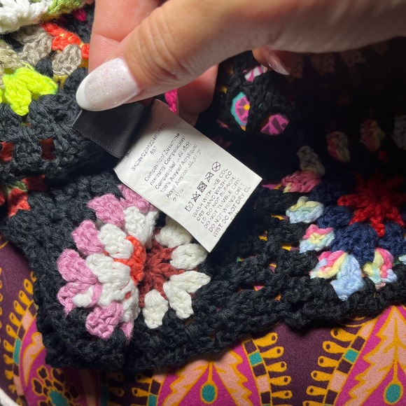 Crochet Granny Square Crop‎ Top Multi Color Boho Festival Sleeveless Tank 3XL - Picture 5 of 5